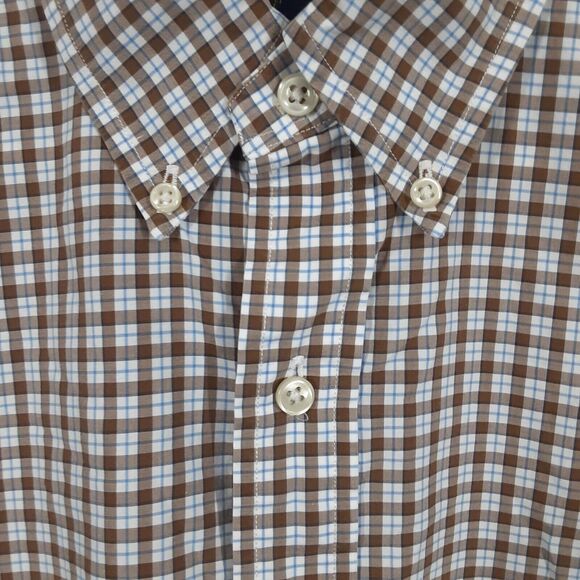 Ralph Lauren Adult Mens M Stretch Brown Plaid Long Sleeve Button Up Shirt - Picture 3 of 8